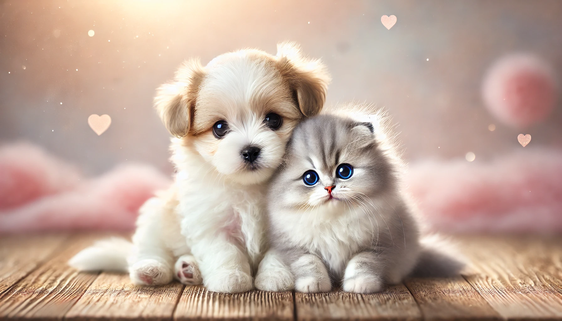 cute kitten and puppy